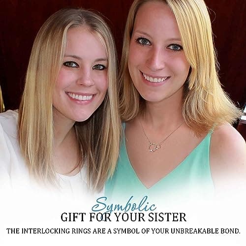 Sister Gifts, Sterling Silver Interlocking 2 Circles Necklace for Big & Little Sisters, Sister Birthday Gifts from Sisters