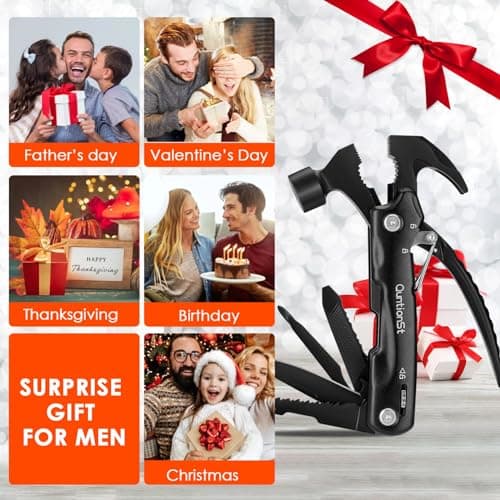 Gifts for Men, Valentines Day,12-in-1 Hammer Multitool, Stocking Stuffers for Men,Christmas Stocking Stuffers for Adults Dad Husband Boyfriend, Mens Gift for Him, Birthday Gift Idea,Mini Multi Tool B07XQZ6QWS
