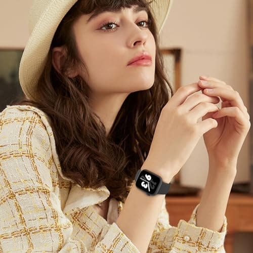 Sport Band Compatible with Apple Watch 38mm 40mm 41mm 42mm 44mm 45mm 46mm 49mm, Replacement Soft Silicone Strap Wristbands for iWatch Series 10/9/8/7/6/5/4/3/2/1 Ultra SE Women Men, Black