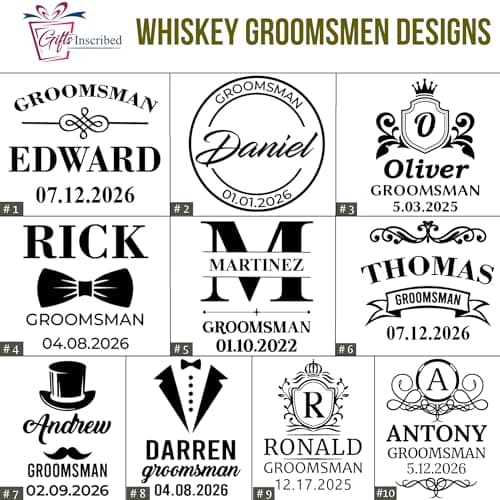 Six groomsmen glasses for larger wedding party gifts Groomsmen Engraved Whiskey Glass Set of 6 B0GM8TX93M