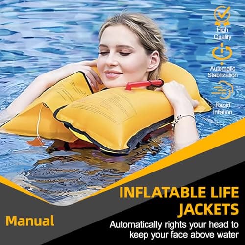 HWAYAN Manual Inflatable Life Jacket| Inflatable PFD Vest Adult| Life Vest for Adults| Outdoor Water Sports| Supports up to 330 lbs|33g of Carbon Dioxide Cylinder