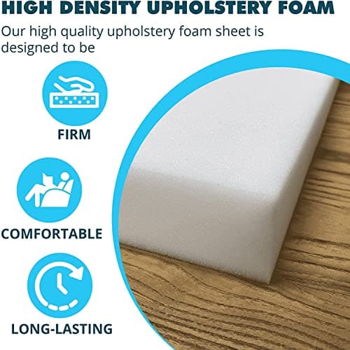 Foamma 4-Pack 2" x 18" x 18" High Density Upholstery Foam, Chair Cushion Square Foam for Dining Chairs, Wheelchair Seat Cushion Replacement