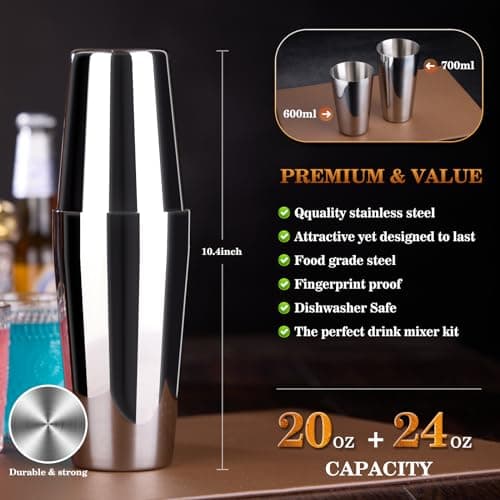 Bar Sets All Practical Bars Accessories, 18/8 Stainless Steel, for Drink Mixing, Bar, Home, Lounge & Party, Gift, Silver Wukuna Cocktail Shaker Bartender Kit, 15 Pcs Bar Tool with Acrylic Stand B0CH9K479X