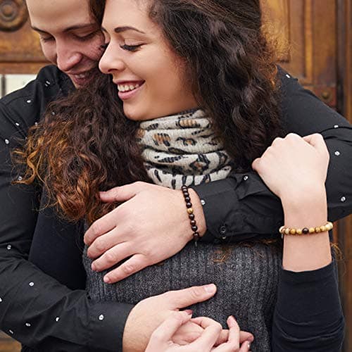 True Bond Comes with Unique Storage Gift Box Matching Couples Bracelet Set. Gift for Her Him Boyfriend Girlfriend Husband Wife Women Men Newlyweds Hubby Mother & Father 8 Millimeter Beaded