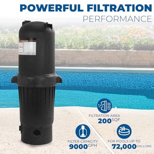 XtremepowerUS 200 sq/ft Pool Cartridge Filter for In-Ground Swimming Pool and Spa Pool Filter System for Pools Up to 72,000 Gallons, Black