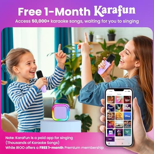 Mini Karaoke Machine for Kids, 2025 TOP Toys Christmas Birthday Gifts Ideas for Girls Ages 4, 5, 6, 7, 8, 9, 10, 12+ Years Old, Portable MP3 Player with 2 Wireless Mics for Party