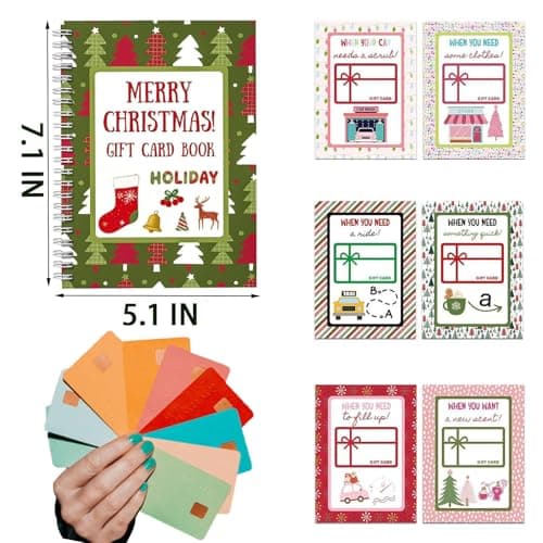 Christmas Stocking Stuffer Christmas Gift Card Book for Adults, Merry Christ-mas Gift Cards, 5x7 Color Spiral Bound Card Book- Surprises On Every Page, DIY Personalized Xmas Gifts for Family, Friends, Students B0FW3QJVR6