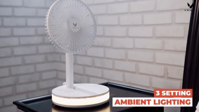 VENTY Portable Fan - Wireless Battery Operated Fan - 4 Speeds - LED Lighting - Carry Case & Remote Control - Cruise Travel - Outdoor Travel RV Power Bank With USB-C Port (Black with Case) B09PMQF5S9