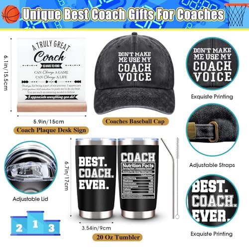 Coach Gifts for Men Women, 20 Oz Best Coach Ever Tumbler Gifts, Thank You Coach Gifts, Birthday Christmas Gifts for Coach, Soccer Football Softball Basketball Swim Coach Appreciation Gifts