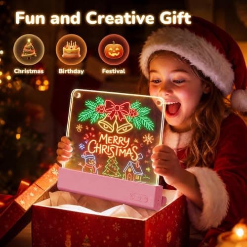 Rechargeable Light up drawing board with 15 Light Effects,Scratch Resistant Easy Clean Panel,Birthday Gift for Kids Age 3-12 16" Led Drawing Board for Kids with Dual Panels - 【2026 New】 B0HJBWNWVW