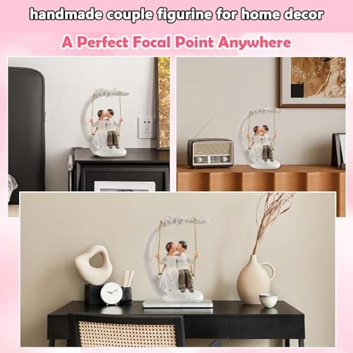 jinhuoba Romantic Wedding Couple Figurines, Hand Painted Loving Together Sculpture, Best Valentine Marriage Anniversary Weddings Engagement Gifts for Couple Wife Women Her