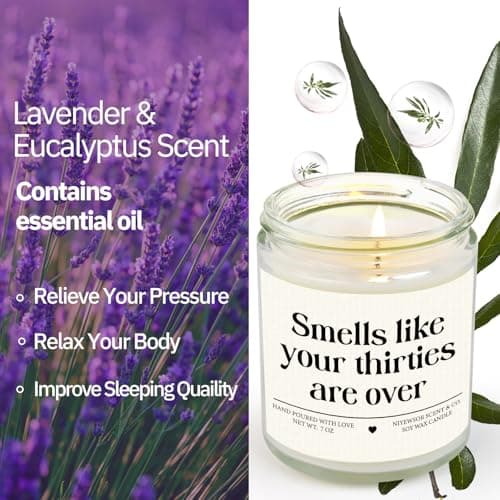 Niyewsor 40th Birthday Gifts Women Men, Forty Birthday Candle, 1985 40th Birthday Decorations for Women Men, 40 Year Old Bday Gifts for Friend, Sister, Wife, Husband, Handmade, 7oz