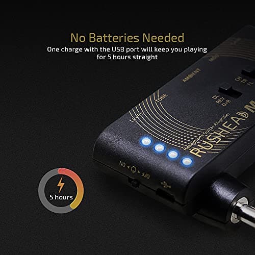 VALETON Guitar Headphone Amplifier Multi Effects Pocket Rechargeable Mini Practice Amplifier Rushead Max (Include 2 Additional Guitar Picks)