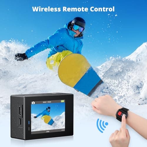 AKASO Brave 4 Action Camera 4K 30fps Ultra Hd Video 20MP Photo, EIS, WiFi Remote Control, Waterproof Underwater Camera for Snorkel, Travel, Motorcyc, Other Sports, 2xBatteries, Helmet Accessories Kit