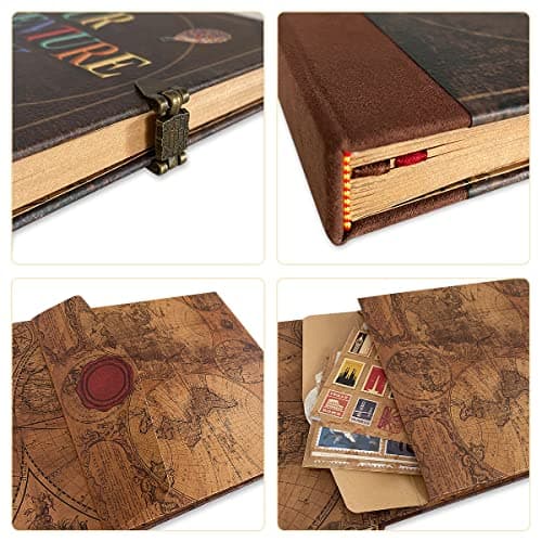 Our Adventure Book Travel Diary Photo Book,Scrapbook, Photo Album,Retro Style Travel Souvenir, Vintage Guestbook DIY Anniversary Wedding Travel Writing Baby Friend Gift, Heartfelt Present(Ball)