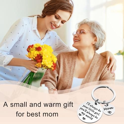 Mothers Day Gifts, Mom Gifts from Daughter for Birthday, I'll Always Be Your Little Girl, You Will Always Be My World, Best Mom Ever Keychain for Valentines Day Christmas Stocking Stuffers