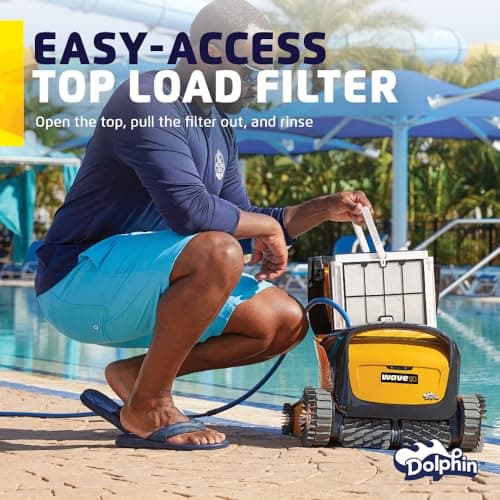 Dolphin Wave 90i Wi-Fi Automatic Robotic Pool Vacuum Cleaner Includes Caddy, Wall Climbing Scrubber Brush, Top Load Filters, Ideal for Commercial Pools up to 78 FT in Length