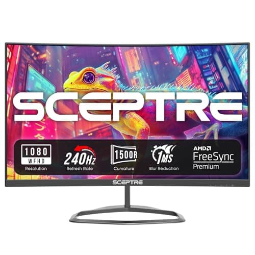 Sceptre Curved 24.5-inch Prime Gaming Monitor up to 240Hz 1080p R1500 1ms DisplayPort x2 HDMI x2 Blue Light Shift Build-in Speakers, Machine Black 2025 (C255B-FWT240 Series)