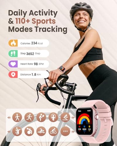 AKUMAKA Smart Watches for Women (Android/iPhone), 1.83" HD Smart Watch with Calls/Messages/Notifications, Sleep/Heart Rate/SpO2/Blood Pressure Monitor, 110+ Sports Modes Fitness Tracker Watch, 1000mAh Battery