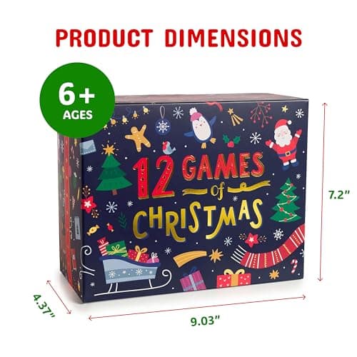 Gutter Games 12 Games of Christmas - 12 Hilarious Holiday Activities [Family Party Games Pack for Kids, Teens & Adults] - by Beat That! Game - Multicolor
