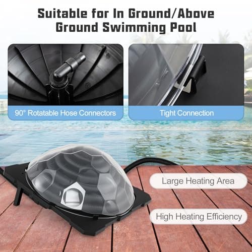 Goplus Solar Pool Heater Above Ground, Inground Swimming Pool Dorm Heater with Rotatable Hose Connectors and Foldable Legs, Solar Powered Water Heating