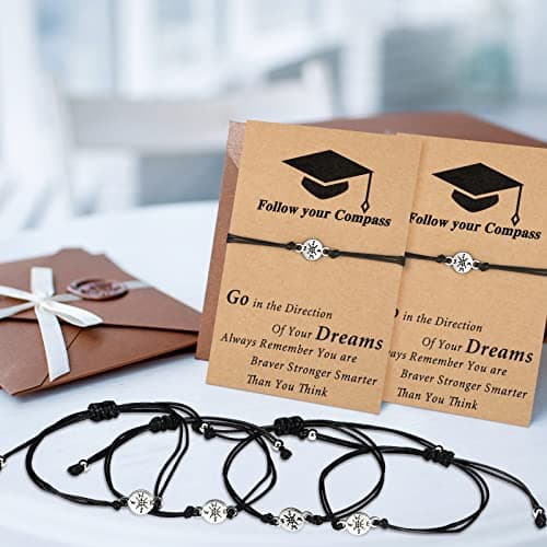 Sureio 10 Pcs 2026 Graduation Gifts Adjustable Compass Bracelets with Blessing Cards Class of 2026 Senior Night Gifts for College University Middle High School Student Grad Present B09P18KW1R
