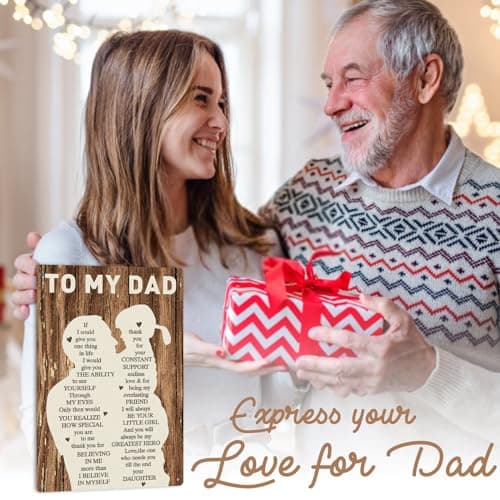 Gifts for Dad from Daughter Wife,12x8Inch Metal Tin Sign Novelty Vintage Plaque Decorative Gifts for Dad Husband,Meaningful Christmas Anniversary Birthday Father's Day Presents for Daddy Stepfather