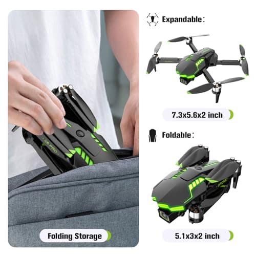 1080P FPV Camera Drone for Beginners, Foldable Quadcopter with Remote Control, Easy to Fly, Portable Design for Adults & Teens, Black