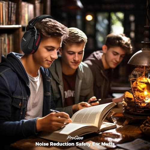 ProCase Noise Reduction Ear Muffs, Sound Proof Ear Protection, NRR 28dB Noise Cancelling Headphones for Adults Kids Autism, Hearing Protection for Shooting Gun Range Mowing -Red