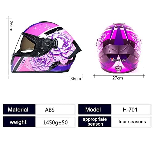 Full Face Motorcycle Helmet DOT Approved Motorbike Moped Street Bike Racing Crash Helmet, Men and Women