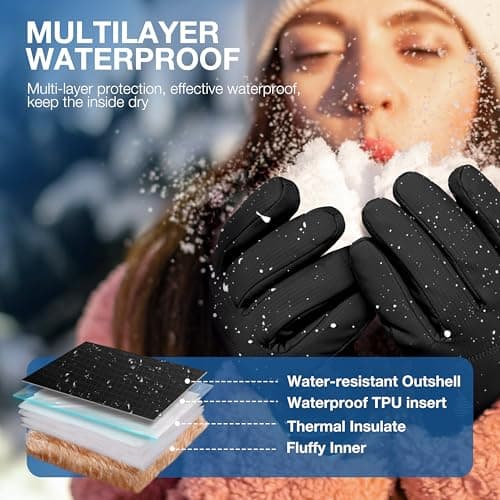 SIMARI Winter Waterproof Warm Gloves Women Men with Touchscreen Fingers, Ski Snow Windproof for Cold Weather Thermal, for Running Hiking Driving Cycling Outdoor Sports Daily Work