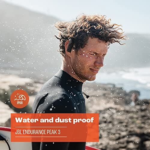 JBL Endurance Peak 3 - Dust and Water Proof (IP68) True Wireless Active Earbuds, JBL Pure Bass Sound, Up to 50 Total Hours of Playback with Speed Charge, Ambient Aware & Talk Thru (Black)