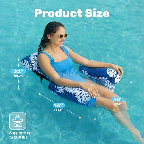 SLOOSH Pool Floats Chairs Adult,Inflatable Pool Lounge,Plant Pattern Floating Mat Hammock,Blow up Water Chairs Noodles rafts for Party Summer Water Beach Fun