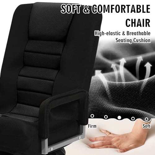 Swivel Floor Gaming Chair w/Armrests, Folding Video Reclining Sofa w/6 Adjustable Position, Padded Backrest & Cushion, Lazy Lounger Couch for E-Sports, Reading, Relaxing, Watching TV, Black