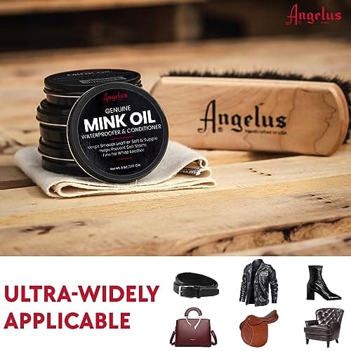 Angelus Mink Oil for Leather Boots 7.6oz | All-Natural Leather Conditioner, Cleaner, Waterproof, Soften, & Restore - Made in USA
