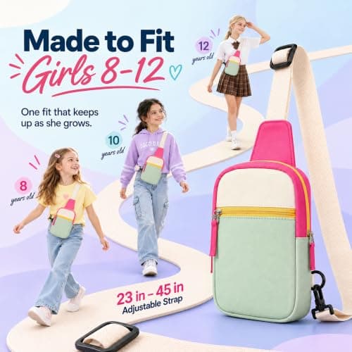 Preppy Kids Crossbody Sling Bag Purse, Halloween Boo Basket Christmas Stocking Stuffers Gifts for Kids Tween Girls Fashion Birthday Gifts for 8 9 10 11 12 Year Old Teen Girls Trendy Stuff Fanny Pack B0DJJK7S15