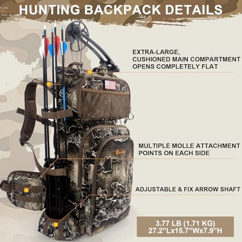 Hunting Backpacks for Men,Saddle Hunting Bag with Bow Holder, Large Compound Bow Hunting Backpack & Duffle Bags