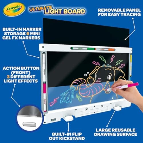 Crayola Ultimate Light Board - White, Kids Drawing Tablet, Holiday & Christmas Gifts, LED Drawing Board, Sketching Art Projector, Toys for Boys & Girls, 6+