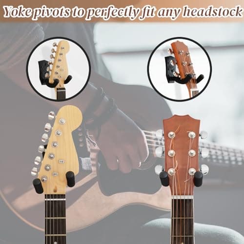 Onmiwod Guitar Wall Mount 3 Pack, Black Metal Guitar Hanger, V-Shaped Guitar Wall Hangers Mount, Guitar Holder Hook Stand Wall for Acoustic, Electric Guitar, Banjo, Bass, for Guitar Player Men Boy