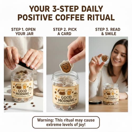 Positive Coffee Jar with 60 Affirmation Cards, Coffee Gifts For Women and Men, Dad, Mom, Coffee Themed Lover Gift, Emotional Support Latte, Cheer Up Funny Gag Gifts for Best Friends, Coworkers B0F6SGJJKC