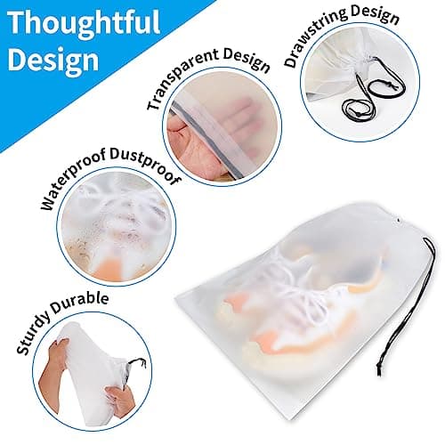 15.7" x 11.8" Waterproof Dustproof Portable Travel Shoe Storage Bag for Men and Women Clear Shoe Bags for Travel 5 PCS, Drawstring Travel Shoe Bags for Packing B0C6X2VP9R