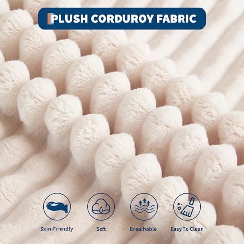 IDEALHOUSE 64" Oversized Chaise Lounge Chair Indoor, Upholstered Boneless Sofa Bed with Throw Pillows, Cup Holders and Armrests, Comfy Corduroy Sleeper Couch for Living Room, Bedroom, Office (Beige)