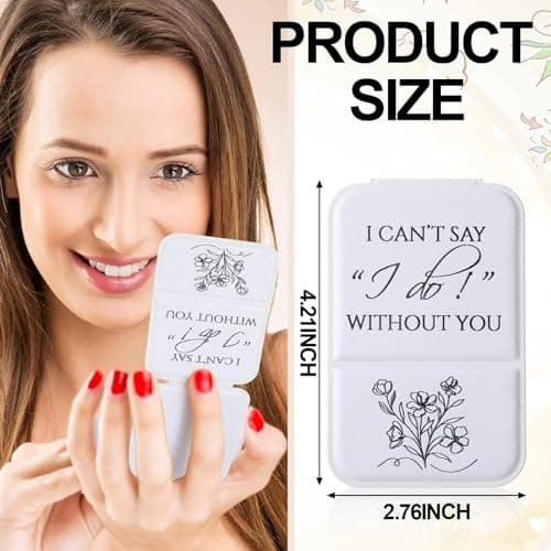 I Can't Say I Do Without You Quote, Proposal Gifts, Travel Small Makeup Mirror, Portable for Bridal Shower Wedding Party Novabright 6 Pcs Bridesmaid Gifts Bulk Bridesmaid Compact Mirror, White B0G6BL8C3R