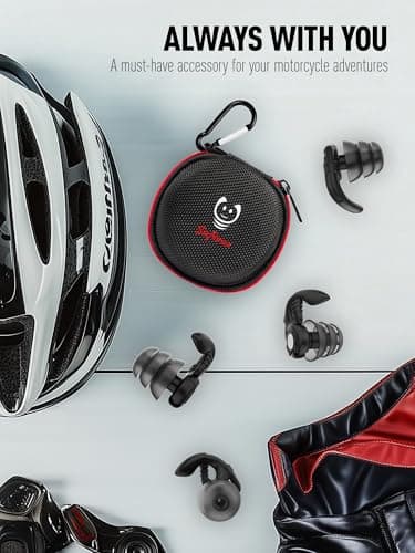 Motorcycle Earplugs, Wind Noise Reduction - Moto Hearing Protection, Reusable Ear Plugs for Motorbike, Motorsports, Touring, Racing, Riding - 2 Sizes, 27dB Noise Reduction Earbuds
