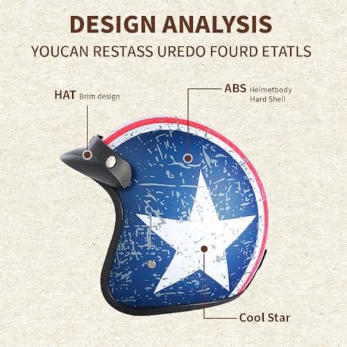 GJH 3/4 Open Face Motorcycle Helmets Collection - Vintage and Modern Designs DOT Approved for Men and Women Ideal for Bobber Scooter ATV Cruiser(M/L/XL)