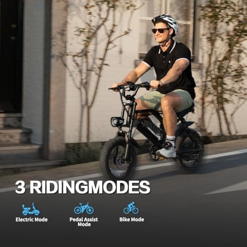 Electric Bike, 16'' Fat Tire E-Bike for Teens/Adults, 500W Small E-Bike with 36V/12.8Ah Removable Battery, Up to 22MPH, 45 Mile Range, Electric Dirt/Mountain Bike for Woman/Men A13