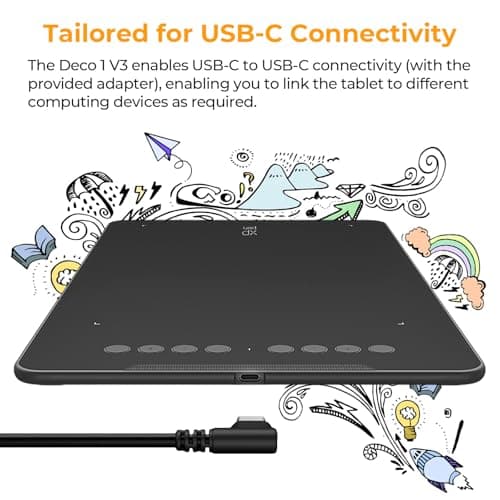 XPPen Updated Deco 01 V3 Drawing Tablet-16384 Levels of Pressure Battery-Free Stylus, 10x6 Inch OSU Graphic Tablet, 8 Hotkeys for Digital Art, Teaching, Gaming Drawing Pad for Chrome, PC, Mac, Android