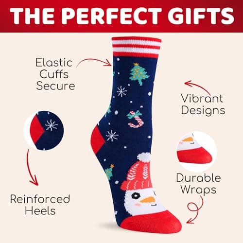 HAPPYPOP Christmas Socks for Kids Adult - Xmas Socks Stocking Stuffers for Boys Girls
