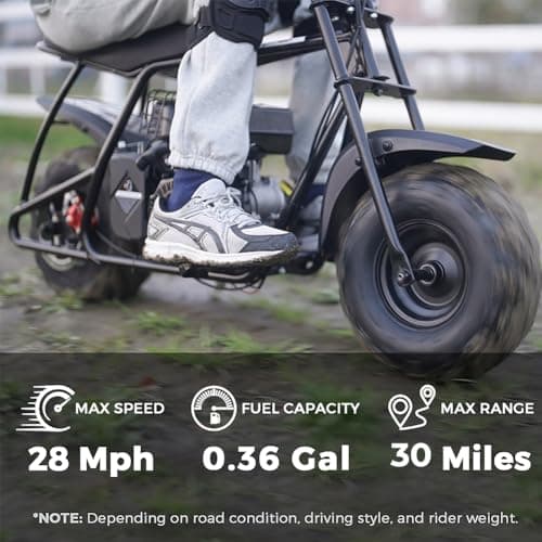 FRP Mini Dirt Bike GMB100, 99 CC Gas Powered Mini Bike 4 Stroke 3HP, Off Road Mini Bikes for Kids and Adult, Trail Bike Up to 28 Mph, Weight Support Up to 220 LBS (Black)