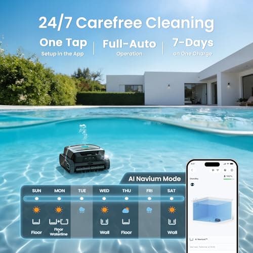 AIPER Scuba V3 AI Vision Cordless Robotic Pool Cleaner, Include Wireless Charging Dock, Smart Waterline Parking & Featherlight Design, Micromesh Multi-Layer Filtration, Grey